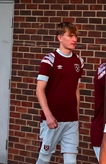 Jack, the 17-year-old founder, in a West Ham United kit